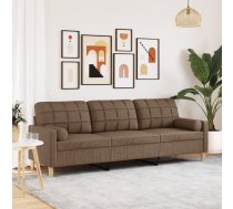 Trīsvietīgs Dīvāns Ar Spilveniem, Brūns, 210 Cm, Audums Vidaxl 8721102601958