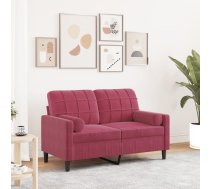Divvietīgs Dīvāns Ar Spilveniem, Vīnsarkans, 120 Cm, Samts Vidaxl 8721102602047