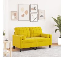 Divvietīgs Dīvāns Ar Spilveniem, Dzeltens, 120 Cm, Samts Vidaxl 8721102602061