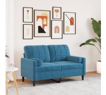 Divvietīgs Dīvāns Ar Spilveniem, Zils, 120 Cm, Samts Vidaxl 8721102602092