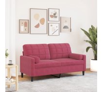 Divvietīgs Dīvāns Ar Spilveniem, Vīnsarkans, 140 Cm, Samts Vidaxl 8721102602146