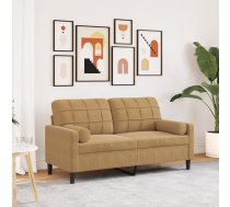 Divvietīgs Dīvāns Ar Spilveniem, Brūns, 140 Cm, Samts Vidaxl 8721102602177
