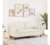Divvietīgs Dīvāns Ar Spilveniem, Krēmkrāsas, 140 Cm, Samts Vidaxl 8721102602184