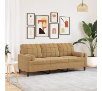 Trīsvietīgs Dīvāns Ar Spilveniem, Brūns, 180 Cm, Samts Vidaxl 8721102602276