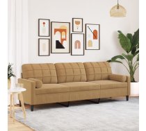 Trīsvietīgs Dīvāns Ar Spilveniem, Brūns, 210 Cm, Samts Vidaxl 8721102602375