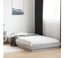 Gultas Rāmis Ar Led, Pelēka Koka, 100X200 Cm, Inženierijas Koks Vidaxl 8721102617553