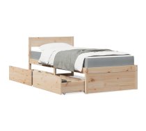 Gulta Ar Atvilktnēm Un Matraci, 90X200 Cm, Priedes Koks Vidaxl 8721102668050