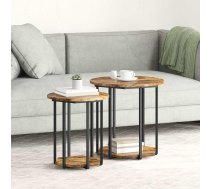 Sānu Galdiņu Komplekts Ar Plauktu 2 Pcs Brūna Vidaxl 8721158254368