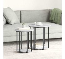 Sānu Galdiņu Komplekts Ar Plauktu 2 Pcs Pelēka Vidaxl 8721158254375