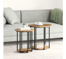 Sānu Galdiņu Komplekts Ar Plauktu 2 Pcs Brūna Vidaxl 8721158254382