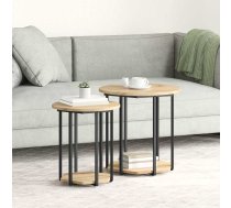 Sānu Galdiņu Komplekts Ar Plauktu 2 Pcs Brūna Vidaxl 8721158254399