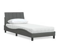Gulta Ar Matraci, Hanko, Tumši Pelēks, 90X200 Cm, Audums Vidaxl 8721158431028