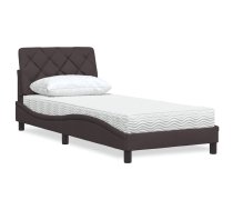 Gulta Ar Matraci, Tumši Brūns, 90X200 Cm, Audums Vidaxl 8721158433145