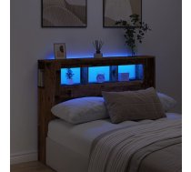 Gultas Galvgalis Ar Led, Veca Koka, 140X18,5X103,5 Cm, Koks Vidaxl 8721158446732