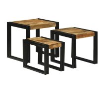 Nesting Galds 3 Pcs Brūns Un Melns Ciets Mango Koks Un Metāls Vidaxl 8721158640130