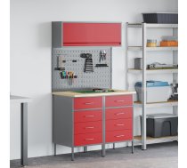 Darba Skapju Komplekts Ar Atvilktni Ar Plauktu 5 Pcs Sarkana Vidaxl 8721158653857