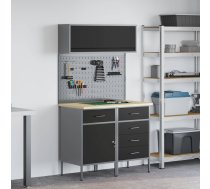 Darba Skapju Komplekts Ar Atvilktni Ar Plauktu 5 Pcs Melna Vidaxl 8721158653888