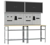 Darbagalda Komplekts Ar Plauktu 8 Pcs Melns Un Pelēks Vidaxl 8721158654625