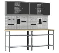 Darbagalda Komplekts Ar Plauktu 8 Pcs Melns Un Pelēks Vidaxl 8721158654649