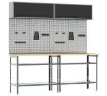 Darbagalda Komplekts Ar Plauktu 8 Pcs Melns Un Pelēks Vidaxl 8721158654663