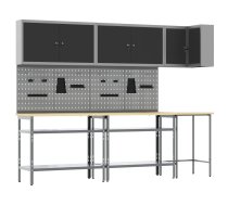 Darba Skapju Komplekts Ar Plauktu 10 Pcs Melns Un Pelēks Vidaxl 8721158654762