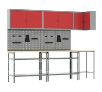 Darba Skapju Komplekts Ar Plauktu 10 Pcs Sarkans Un Pelēks Vidaxl 8721158654779