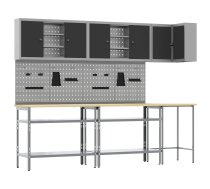 Darba Skapju Komplekts Ar Plauktu 10 Pcs Melns Un Pelēks Vidaxl 8721158654786