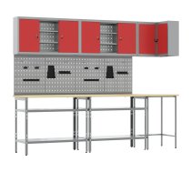 Darba Skapju Komplekts Ar Plauktu 10 Pcs Sarkans Un Pelēks Vidaxl 8721158654793