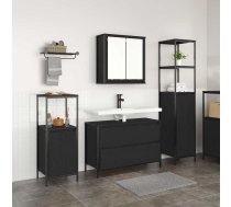 Vannas Istabas Mēbeļu Komplekts Ar Plauktu 3 Pcs Melns Ozolkoks Vidaxl 8721158712097