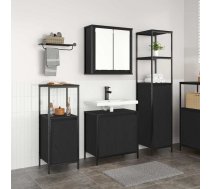 Vannas Istabas Mēbeļu Komplekts Ar Plauktu 3 Pcs Melns Ozolkoks Vidaxl 8721158712448