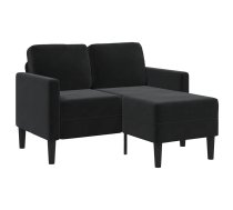 Divvietīgs Dīvāns Ar Šezlongu, L-Veida, Melns, 125 Cm, Samts Vidaxl 8721158714169