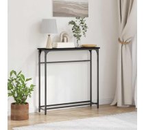 Konsoles Galds Ar Plauktu Melns Ozolkoks 75 X 19,5 X 75 Cm Vidaxl 8721158793669
