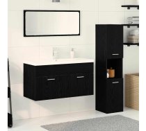 Vannas Istabas Mēbeļu Komplekts Ar Plauktu 4 Pcs Melns Ozolkoks Vidaxl 8721158868121