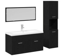Vannas Istabas Mēbeļu Komplekts Ar Plauktu 4 Pcs Melns Ozolkoks Vidaxl 8721158868411