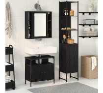 Vannas Istabas Mēbeļu Komplekts Ar Plauktu 3 Pcs Melns Ozolkoks Vidaxl 8721158868534