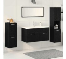 Vannas Istabas Mēbeļu Komplekts Ar Plauktu 5 Pcs Melns Ozolkoks Vidaxl 8721158868770