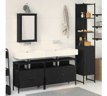 Vannas Istabas Mēbeļu Komplekts Ar Plauktu 4 Pcs Melns Ozolkoks Vidaxl 8721158868794