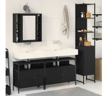 Vannas Istabas Mēbeļu Komplekts Ar Plauktu 4 Pcs Melns Ozolkoks Vidaxl 8721158868817