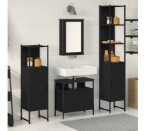 Vannas Istabas Mēbeļu Komplekts Ar Plauktu 4 Pcs Melns Ozols Vidaxl 8721158868855