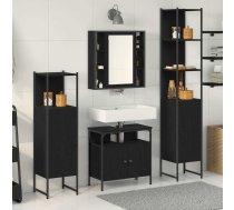 Vannas Istabas Mēbeļu Komplekts Ar Plauktu 4 Pcs Melns Ozolkoks Vidaxl 8721158868893