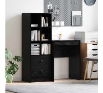 Galds Ar Atvilktni Ar Plauktu 2 Pcs Melns Ozolkoks Vidaxl 8721158934734