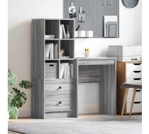 Galds Ar Atvilktni Ar Plauktu 2 Pcs Pelēks Sonoma Vidaxl 8721158934772