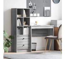 Galds Ar Atvilktni Ar Plauktu 2 Pcs Pelēks Sonoma Vidaxl 8721158934932