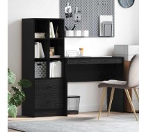 Galds Ar Atvilktni Ar Plauktu 2 Pcs Melns Ozolkoks Vidaxl 8721158934970