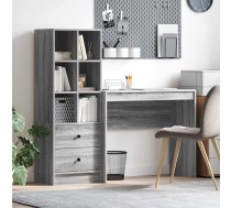 Galds Ar Atvilktni Ar Plauktu 2 Pcs Pelēks Sonoma Vidaxl 8721158935014