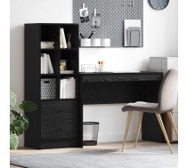 Galds Ar Atvilktni Ar Plauktu 2 Pcs Melns Ozolkoks Vidaxl 8721158935052