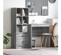 Galds Ar Atvilktni Ar Plauktu 2 Pcs Pelēks Sonoma Vidaxl 8721158935250