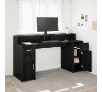 Galds Ar Plauktu Melns Ozols 160 X 55 X 91 Cm Inženierijas Koks Vidaxl 8721288457349
