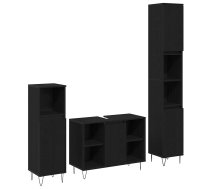 Vannas Istabas Mēbeļu Komplekts Ar Plauktu 3 Pcs Melns Ozolkoks Vidaxl 8721288624611