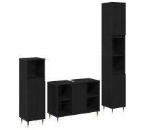 Vannas Istabas Mēbeļu Komplekts Ar Plauktu 3 Pcs Melns Ozolkoks Vidaxl 8721288624673